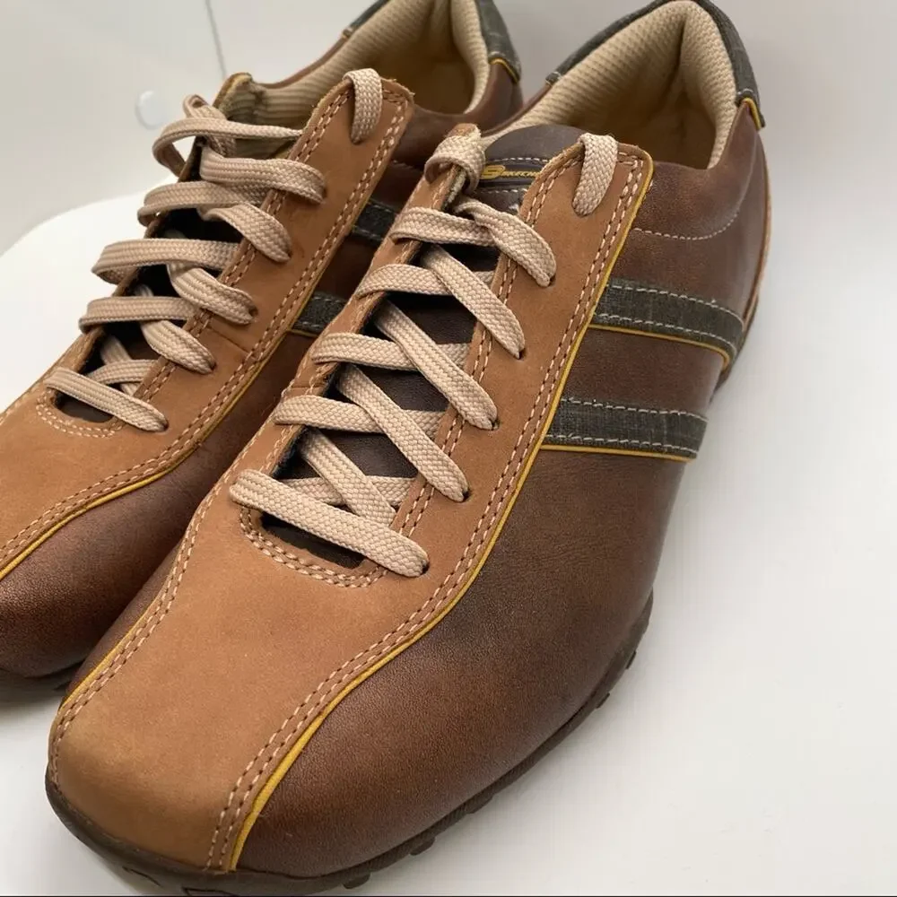 Men’s Two Tone Brown‎ and Tan Lace Up Leather Skechers EUC
